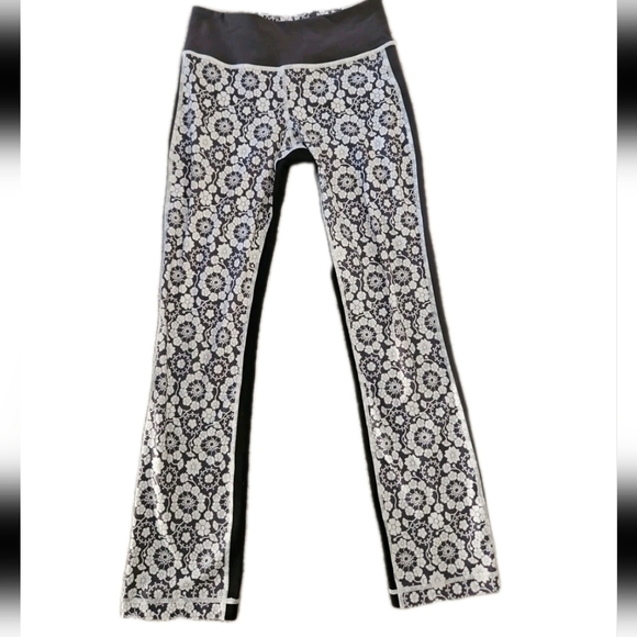 Lululemon Womens Floral Compass Black And White Colorblocked Mid Rise Pant 4 - Picture 2 of 10